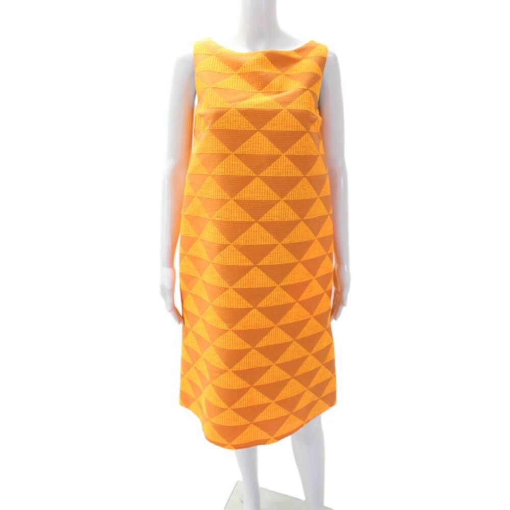 Cesar Galindo Womens Embroidered Triangle Print Knee Length Dress Orange Size M